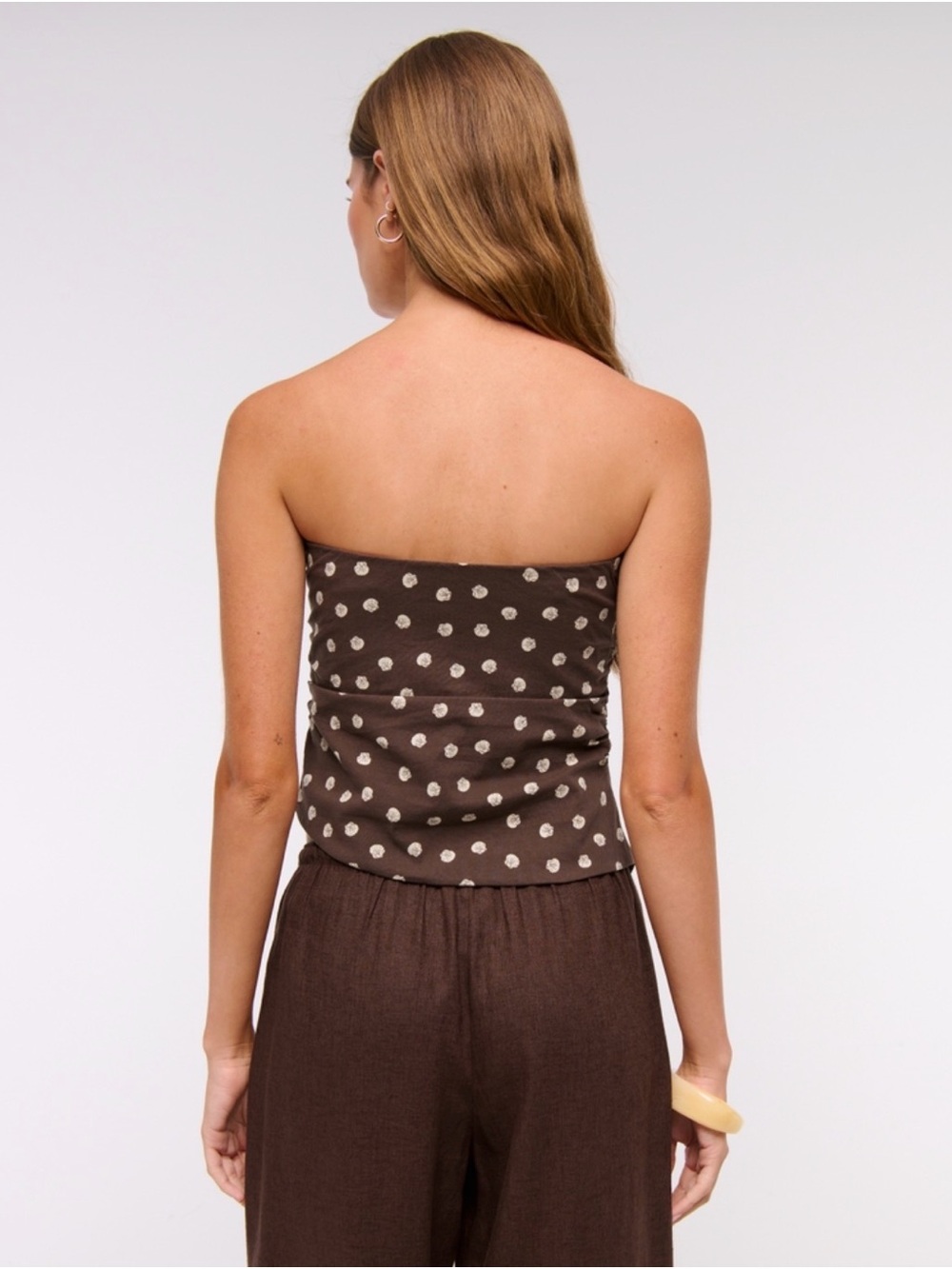 Abercrombie & Fitch Brown Polka Dot Asymmetric Tube Top - Picture 3 of 4